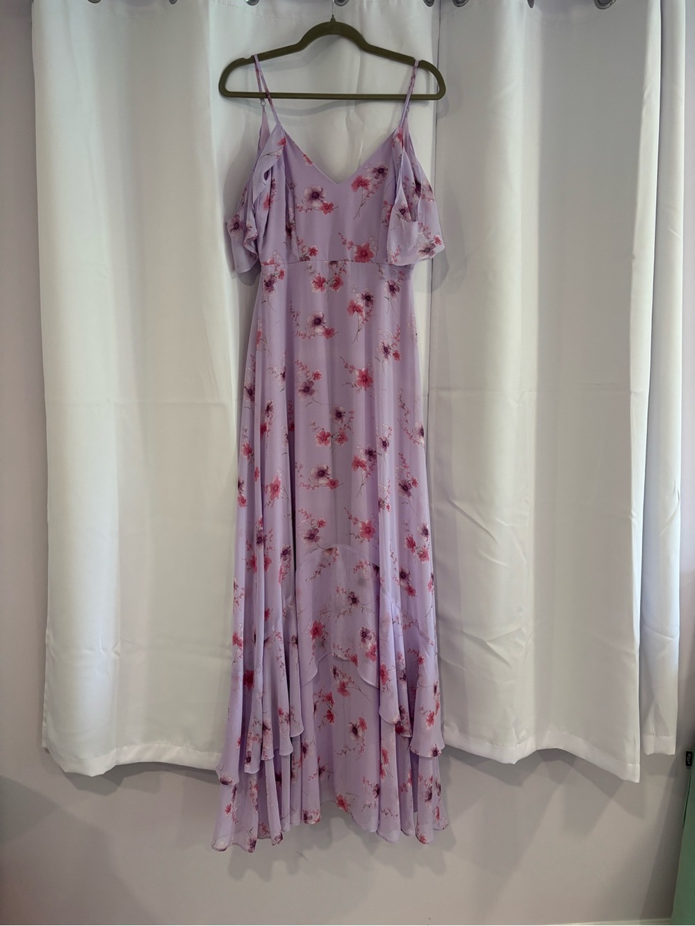 Lulu's Lavender Floral Cowl-Neck Maxi Dress